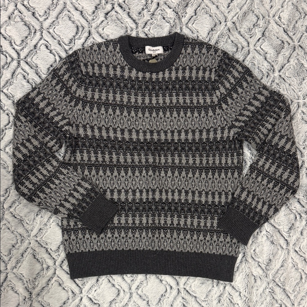 Goodfellow & Co Charcoal and Light Gray Patterned Crewneck Sweater - NWT